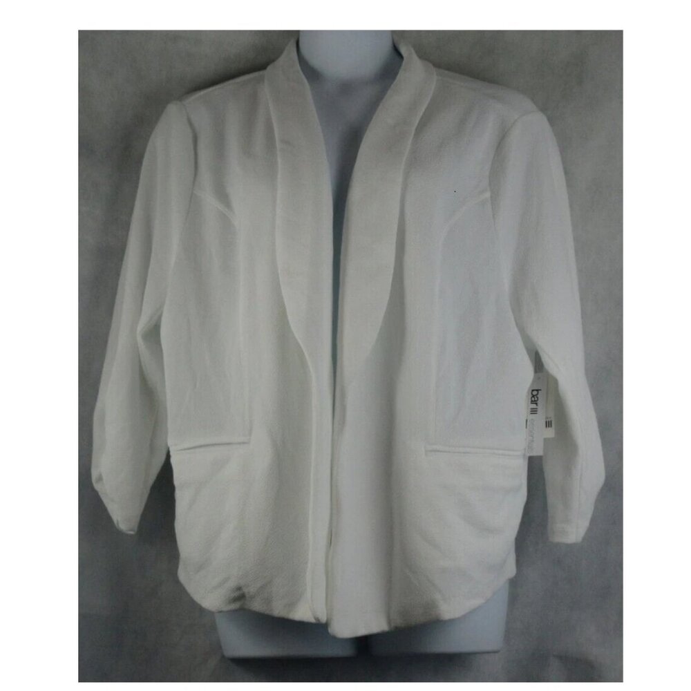 Bar III Women's Plus Size Trendy Drape Open Front Blazer, Bright White, 3X